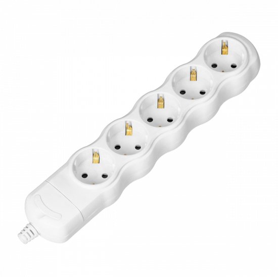 Stekkerdoos - Verdeelstekker 5 voudig - Verdeeldoos horizontaal - Stekkerblok zonder snoer/kabel - Wit