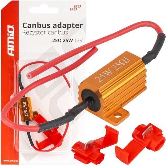 AMIO LED Canbus Weerstand 25 Ohm 25W - Voorkomt CANBUS Foutmeldingen Storing Oplossen