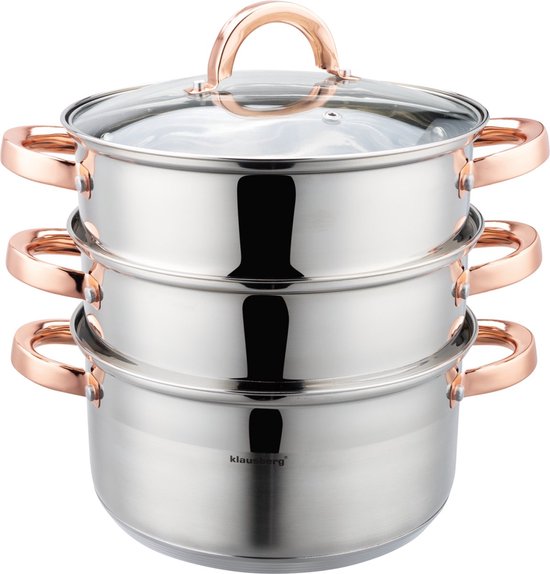 Klausberg 7732 - stoompan - 4 delig - 22 cm - rvs - alle warmtebronnen