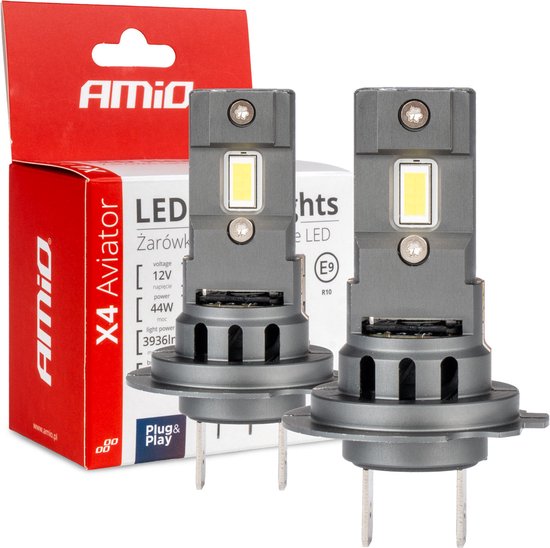 AMiO LED Koplampen X4-serie AVIATOR H7/H18 6500K max. 44W Dimlichten Wit