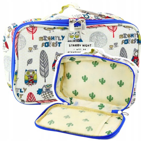 Ruime Pennenhouder School met Uilmotief - Wit, 21,5cm