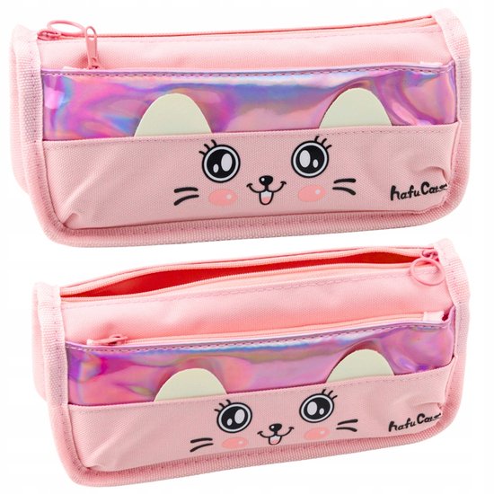 Roze Penendoos met kattenprint - 2 Beautiful, 21,5 cm