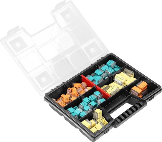 Transparante push-in connectoren in assortimentsdoos - 123 stuks - Ideaal voor DIY, klussen & verbouwen (lasklemmen/kabelverbinders)