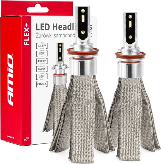 AMiO LED Mistlichten FLEX+ Serie H8 H9 H11 H16 canbus 6000K 12-24V Wit