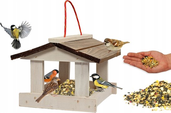 Vogelvoederhuisje - Massief houten vogelvoederhuisje - 17 x 24 x 21cm
