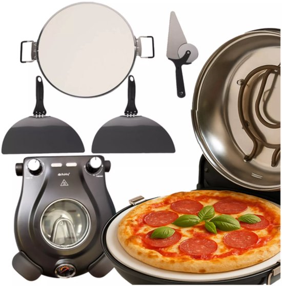 Ruhhy elektrische pizzaoven 420°C met keramische steen – compact, snel en met accessoires