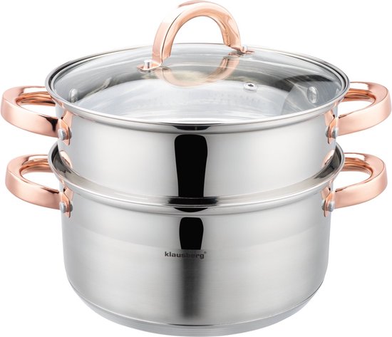 Klausberg 7731 - stoompan - 3 delig - 22 cm - rvs - alle warmtebronnen