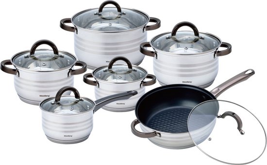 Klausberg 7702 - 12 delige pannenset - kookpannen - 16-16-18-20--24-24 cm - met deksel