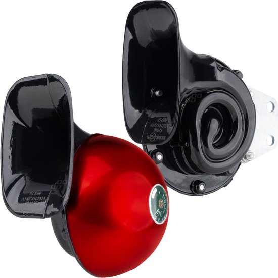 AMiO Premium Hoorn Harde Toeter/Claxon 115dB voor Auto 125mm 12V Rood Zwart (set)