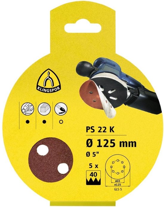 Klingspor schuurschijf met klittenband 125mm K120 (5st)