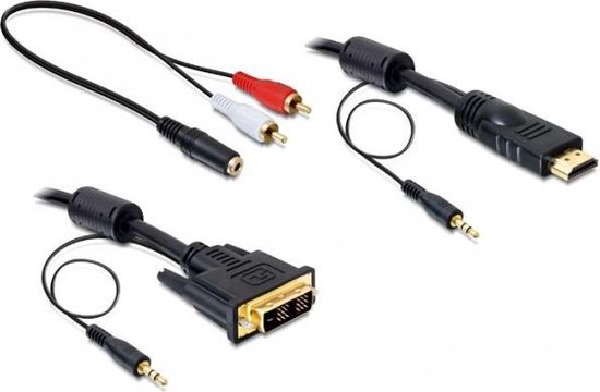 Delock - HDMI - DVI Beeldscherm Kabel - met audio - zwart - 3 meter
