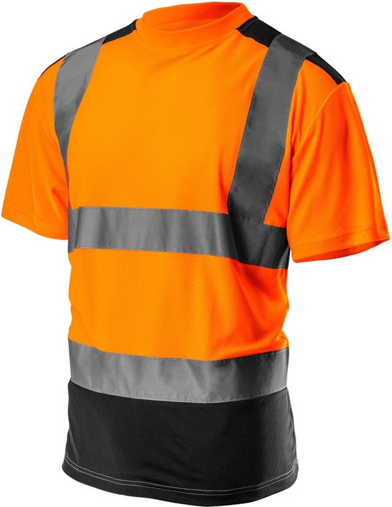 Neo Tools Hi-Vision T-Shirt Met H Balk Reflectie ORANJE S Licht En Luchtig Materiaal Donker Stuk Waar Veel Vuil Komt ISO 13688:2013