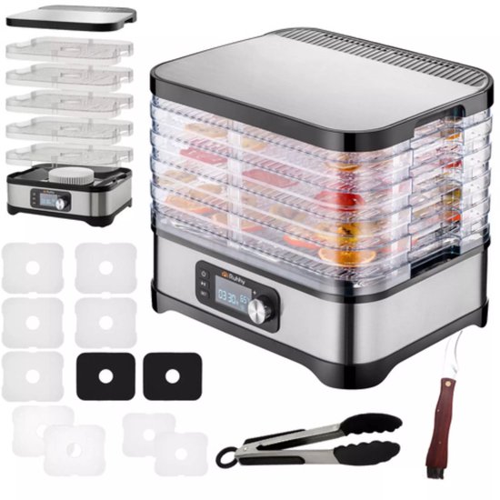 Ruhhy Voedseldroger 10L – Met LCD Timer en 5 Droogtrays Voor Champignons, Fruit en Groenten