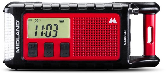 Midland ER300 PRO Bluetooth Emergency Radio C1663 Dynamo Zaklamp BT-speaker Zonnecel