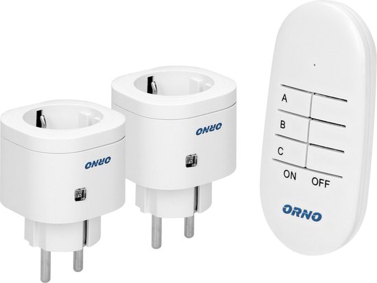 Schakelaar met afstandsbediening - Stopcontact 2x Schuko max. afstand 30 meter - Schakelset voor binnen max. 3000 Watt - Wit