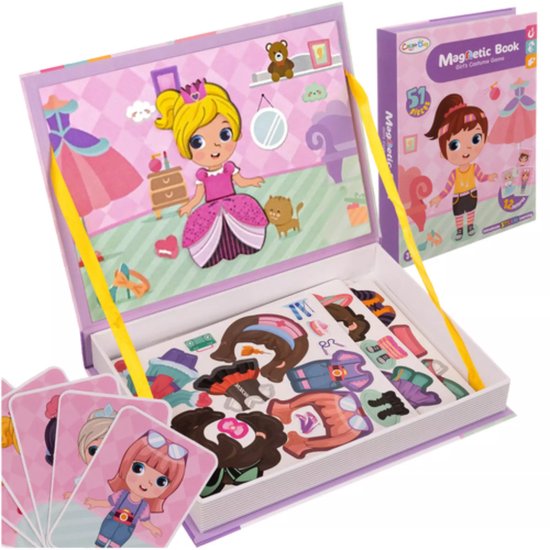 Kruzzel magnetische puzzel mode – creatieve aankleedset in boekvorm met 51 kledingstukken en accessoires