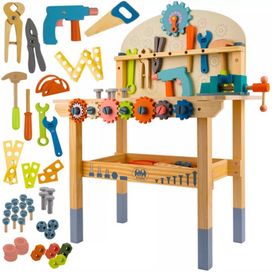 Kruzzel speelgoedwerkbank voor kinderen – 3‑in‑1 met gereedschap