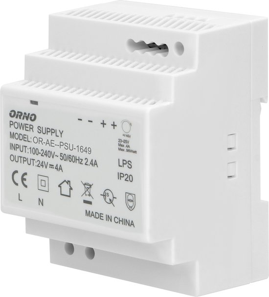 DIN rail power adaptor, 100W   24VDC, 4A, width: 4 units