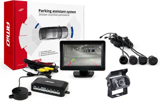 AMiO Parkeerhulpsysteem TFT01 43 met HD-501-IR 4 sensoren zwart