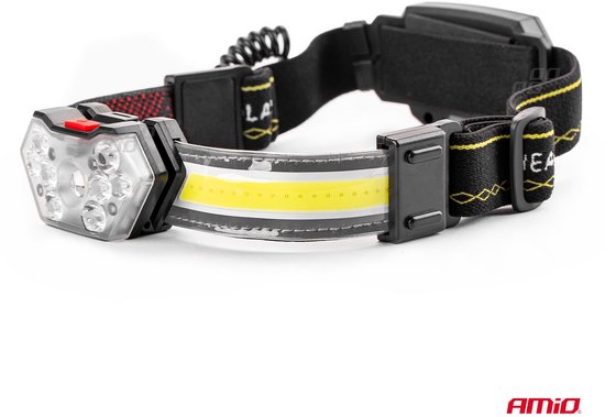 AMiO LED Hoofdlamp met Oplaadbare Batterij en 5 Lichtmodi – 6500K Wit Licht