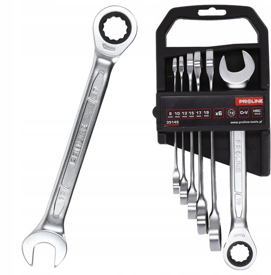 Proline Ringsleutelset met Ratel 6 Delig 8-19mm
