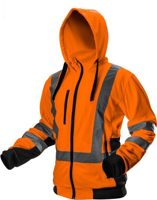 Neo Tools Hi-Vision Werkjas Soft Thermo H Balk Reflectie ORANJE XL Warm Polar Fleece Aan De Binnenzijde Dubbelzijdige Kleur 240gr/m EN ISO 13688:2013