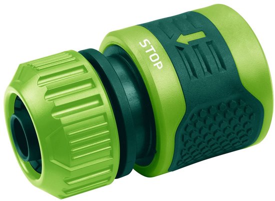 Slang koppelstuk 1/2' met STOP, BI-MATERIAAL, 30 Stuks in Display Box