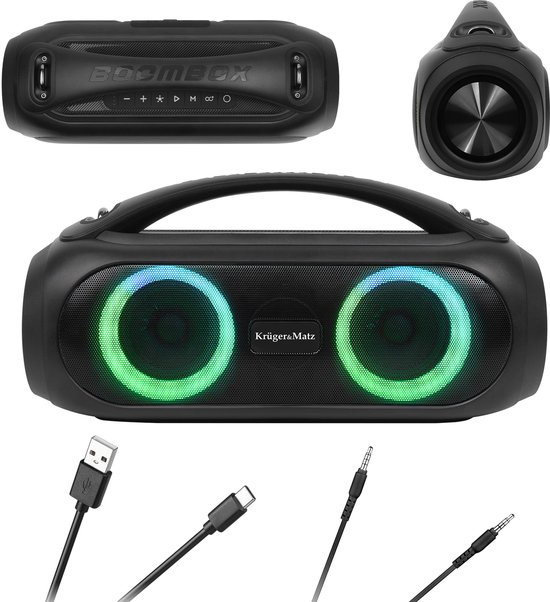 Krüger&Matz JOY 2 - Draadloze Bluetooth Speaker - RGB Verlichting - IPX5 - USB & AUX