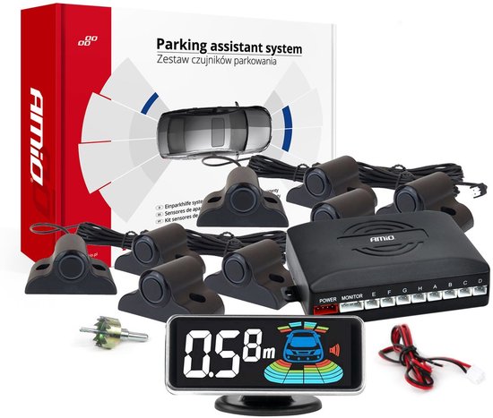 AMiO Parkeerhulpsysteem LED-GRAF 3D 8 sensor zwart TRUCK 19mm