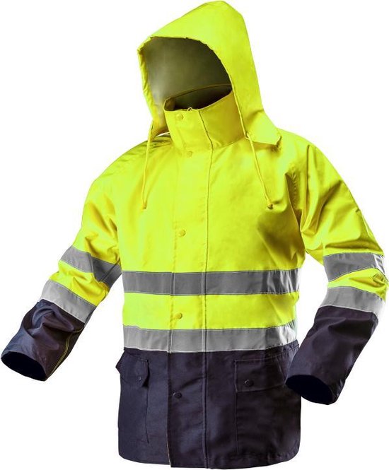 Neo Tools Hi-Vision Werk Jas Met Microfleece Geel L/52 Poliester Oxford Binnenkant Bewerkt Met Fleece Water En Wind Bestendig ISO 20471:2013 ISO 13688:2013