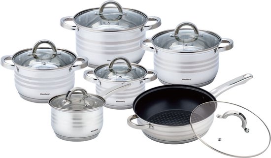 Klausberg 7698 - 12 delige pannenset - kookpannen - 16-16-18-20--24-24 cm - met deksel