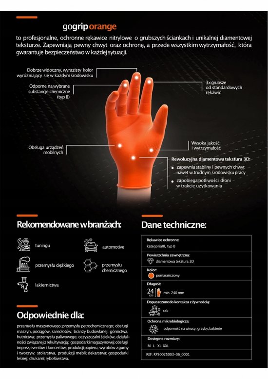 Mercator GoGrip Orange - Nitril Handschoenen (Premium) - Oranje - Maat M - 50 Stuks - 3D Diamantstructuur