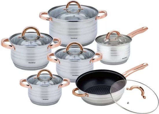 Klausberg 7700 - 12 delige pannenset - kookpannen - 16-16-18-20-24-24 cm - met deksel