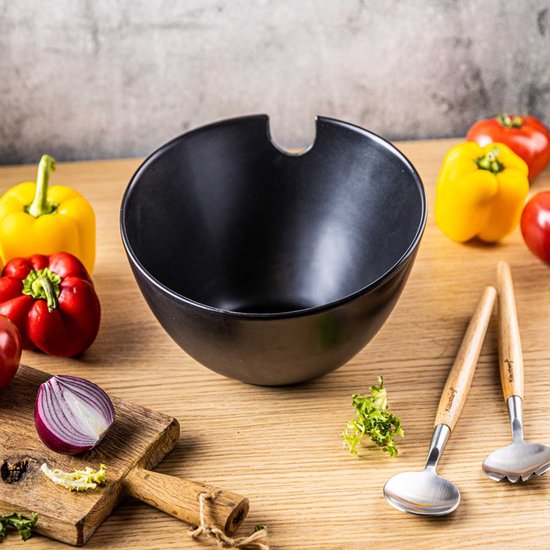 PORSELEINEN SALADEKOM MET BESTEK KLAUSBERG KB-7786 ZWART