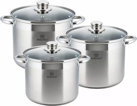 Kinghoff Soeppan - 25 cm - 8,5ltr- RVS - met glazen deksel