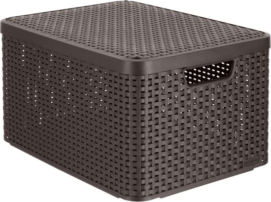 Curver Rattan Style Opbergmand L - Met Deksel - 36.4 liter - Bruin