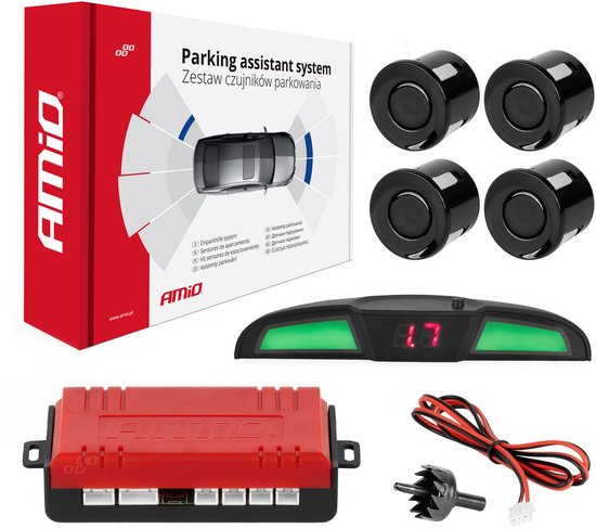 AMiO Parkeerhulpsysteem LED COB 4 sensor zwart
