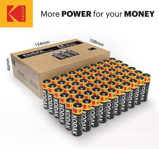 Kodak XTRALIFE - Alkaline AA/LR6 Batterijen - 60 stuks