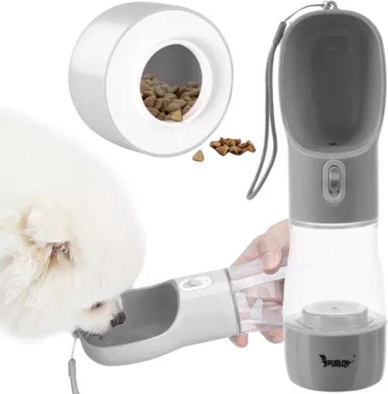 Purlov Hondenfles/Bidon met Kom: Perfect voor Reizen met Uw Hond