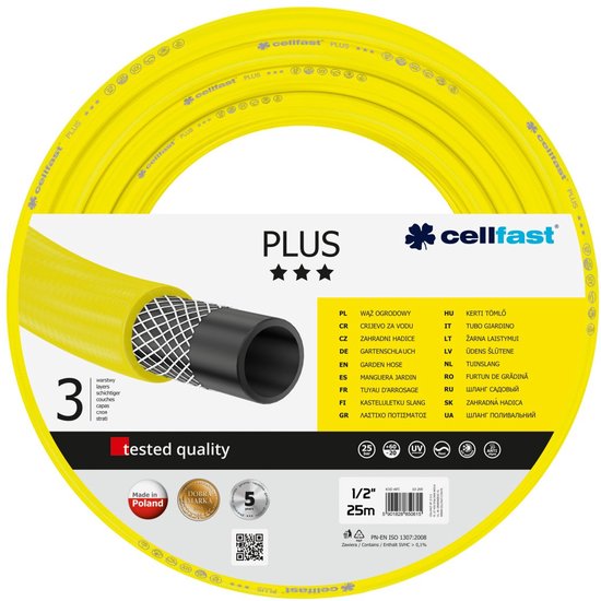 Cellfast versterkte slang Plus 1'' 25m - Duurzaam en flexibel