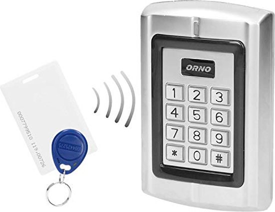 Orno ZS-802 Wasserdicht Codeschloss mit Kartenleser und Kontaktlose Schlusselanhangerleser, Eingebauter Speicher, silber