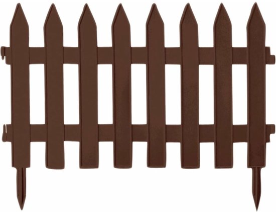 Prosperplast Tuinhekjes - 6x stuks - kunststof - 350 cm - 60 x 40 cm - bruin - borderrand - tuinafscheiding