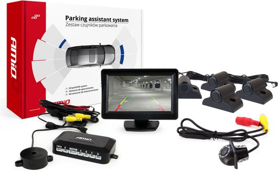 AMiO Parkeerhulpsysteem TFT01 43 met HD-305-LED 4 sensoren zwart Truck