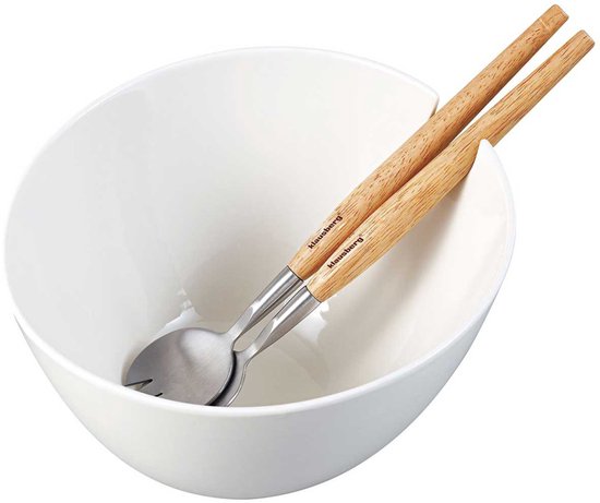 PORSELEINEN SALADEKOM MET BESTEK KLAUSBERG KB-7787 WIT