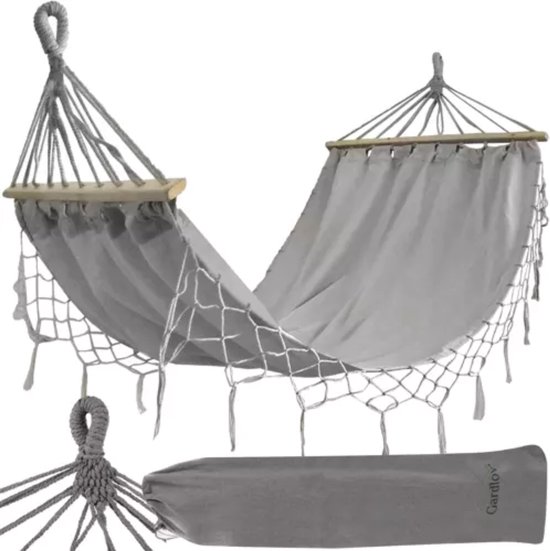 Gardlov Grote Tuinhangmat met Frame 200 x 100 cm - Veilig en Comfortabel - Grijs