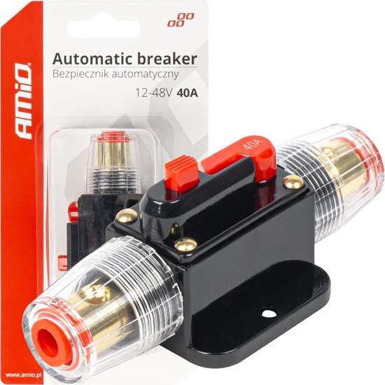 AMiO Automatische Zekering Circuit Breaker 12-48V 40A - Resetbare Zekering voor Auto Motor Stereo en Audio
