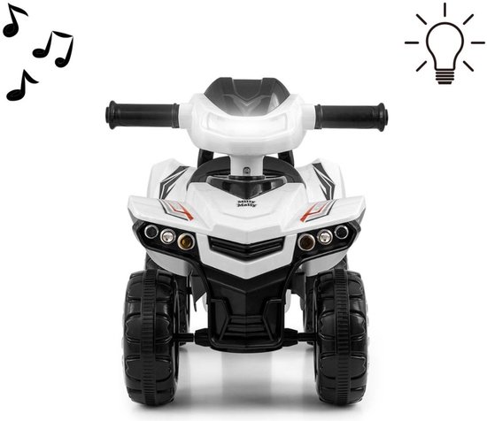 Milly Mally - Loopauto / Quad Monster - Wit - Met Muziek, Licht & Opbergvak - Max. 25 kg