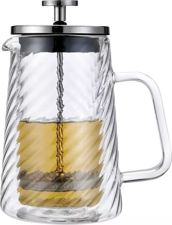 Klausberg Piston Koffie-/Thee Zetter - Glas - 1Liter - Theepress | theemaker| theezetter| French press voor koffie en thee