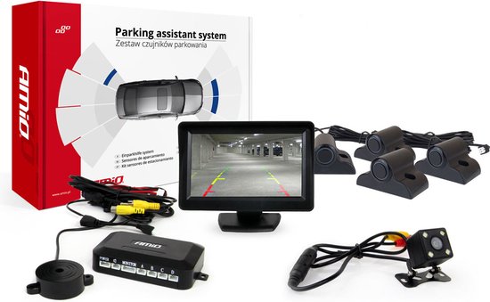 AMiO Parkeerhulpsysteem TFT01 43 met HD-315-LED 4 sensoren zwart Truck