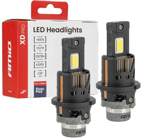 AMiO XD PRO D4S D4R LED Koplampen Full Canbus 6500K Wit Licht - 15878LM 152W Xenon Vervanging Plug en Play Krachtige Upgrade